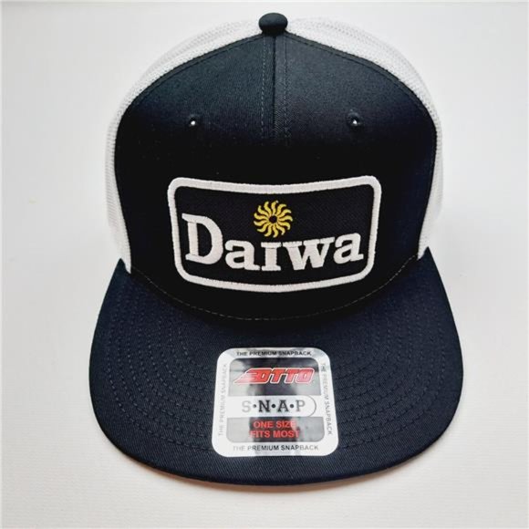 Fishing Daiwa Embroidered Patch Flat Bill Mesh Snapback Retro Trucker Hat Cap